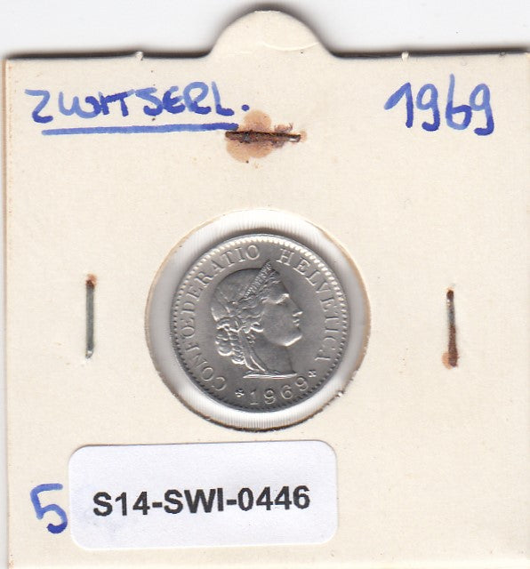 S14-SWI-0446 Switzerland 5 rappen 1969  UNC KM# 26