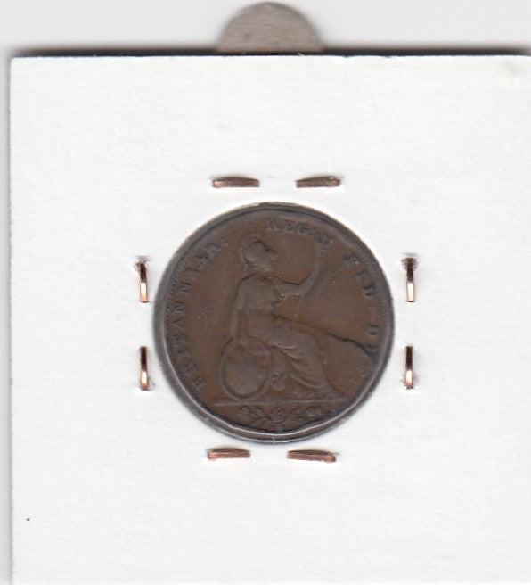 S14-UKI-0032 Great Britain 1 farthing 1850/40   FI km725 overstrike