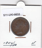 S14-UKI-0032 Great Britain 1 farthing 1850/40   FI km725 overstrike