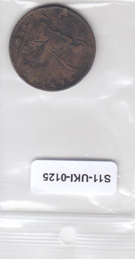 S14-UKI-0125 Great Britain 1/2 penny 1862  FI/VF km748
