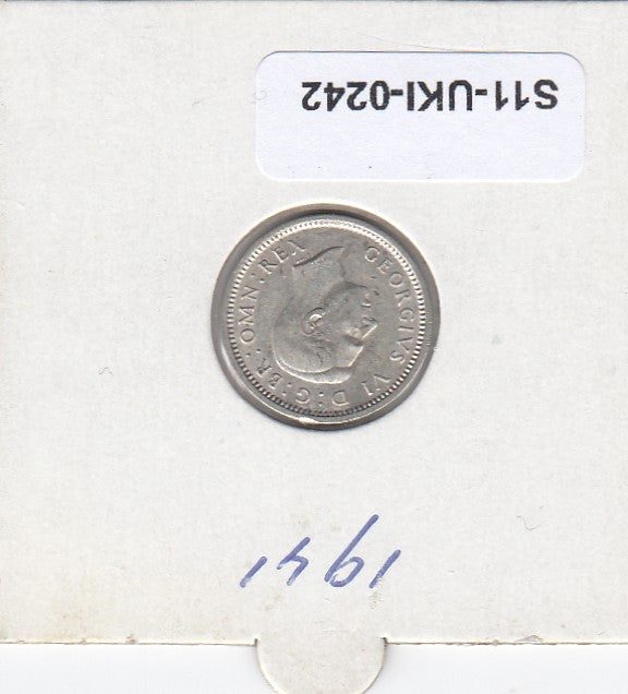S14-UKI-0242 United Kingdom 3 pence 1941 zilver XF/UNC KM 848 Silver /gray color/