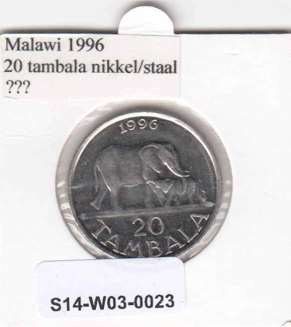 S14-W03-0023 Malawi 20 tambala 1996  MS63 KM# 29