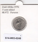 S14-W03-0248 South Africa 5 cents 1976  MS63 KM# 93 End of Jacobus Johannes Fouché's Presidency
