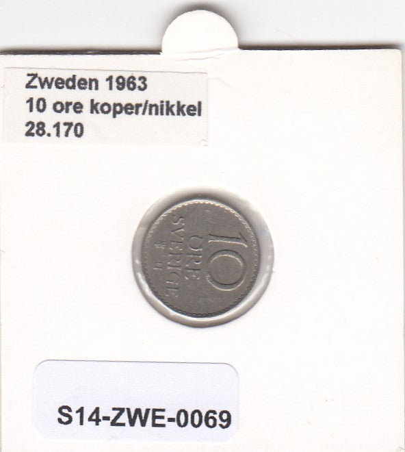S14-ZWE-0069 Sweden 10 Ore 1963  VF KM-835