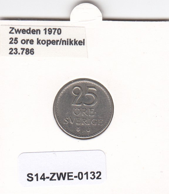 S14-ZWE-0132 Zweden 25 Ore 1970 ZF KM-836