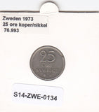 S14-ZWE-0134 Zweden 25 Ore 1973 ZF KM-836