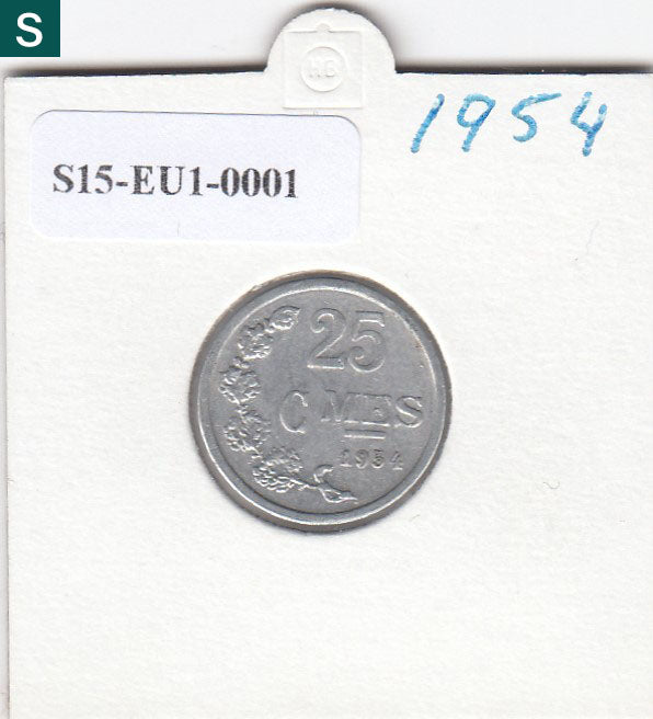 S15-EU1-0001-M01 Luxemburg 25 centimes 1954   CQ KM45a