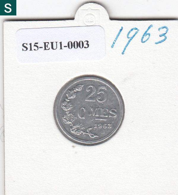 S15-EU1-0003-M01 Luxemburg 25 centimes 1963   CQ KM45a