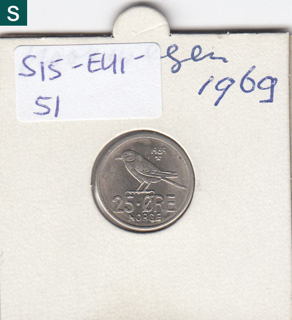 S15-EU1-0051-M01 Norway 25 Ore 1969   CQ  KM-407