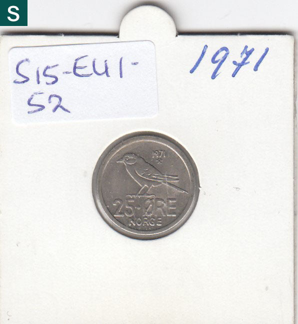 S15-EU1-0052-M02 Norway 25 Ore 1971   CQ  KM-407