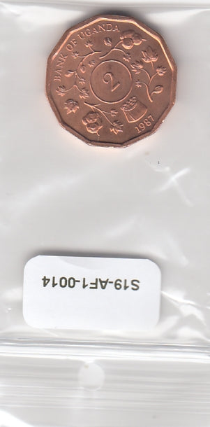 S19-AF1-0014 Uganda 2 Shillings 1987   KM28 UNC