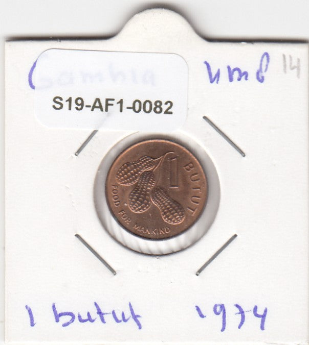 S19-AF1-0082 Gambia 1 Butut 1974  KM8 UNC