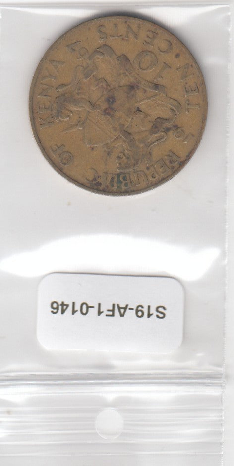 S19-AF1-0146 Kenya 10 Cents 1967  KM2 VF-