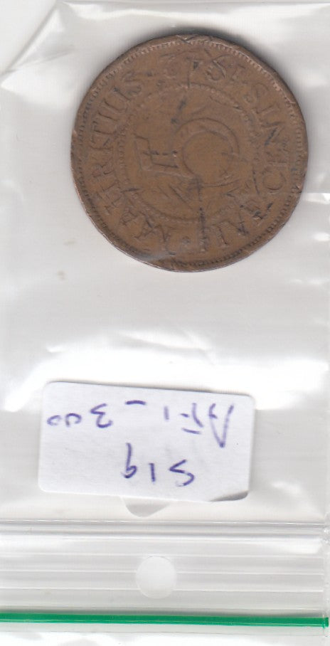 S19-AF1-0300 Mauritius 5 Cents 1942  KM20 FI