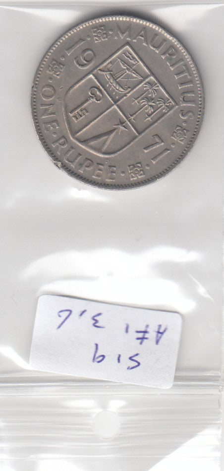 S19-AF1-0316 Mauritius 1 Rupee 1971  KM35 VF