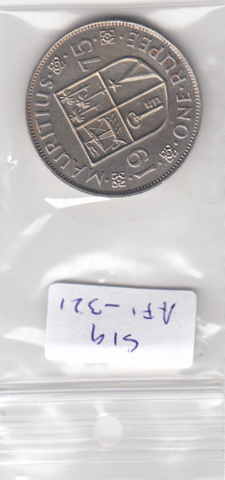 S19-AF1-0321 Mauritius 1 Rupee 1975  KM35 XF