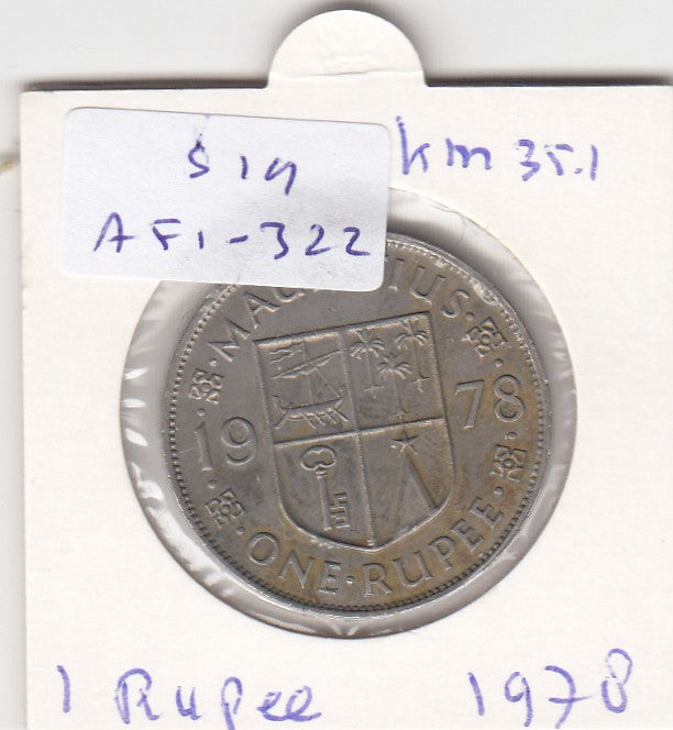 S19-AF1-0322 Mauritius 1 Rupee 1978  KM35 VF