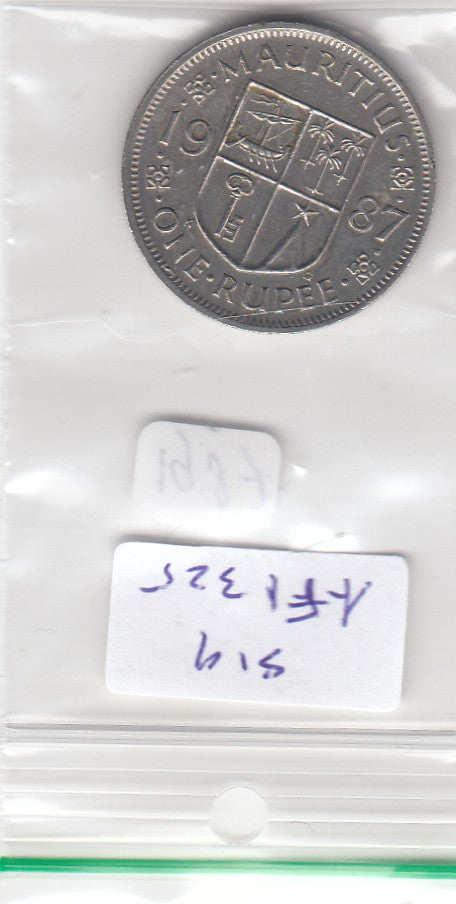 S19-AF1-0325 Mauritius 1 Rupee 1987  KM55 VF
