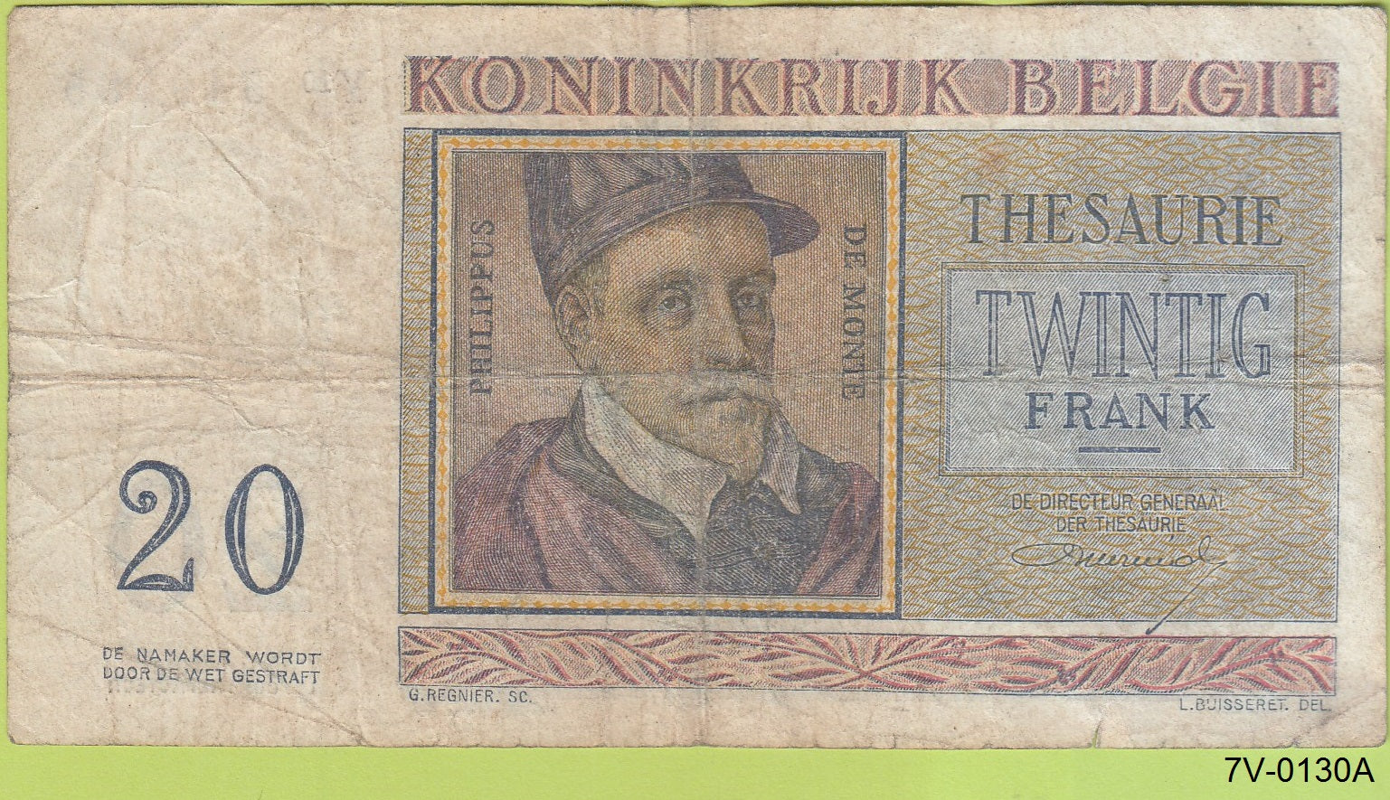 S19-B7V-0130 BELGIE 20 FRANC    132