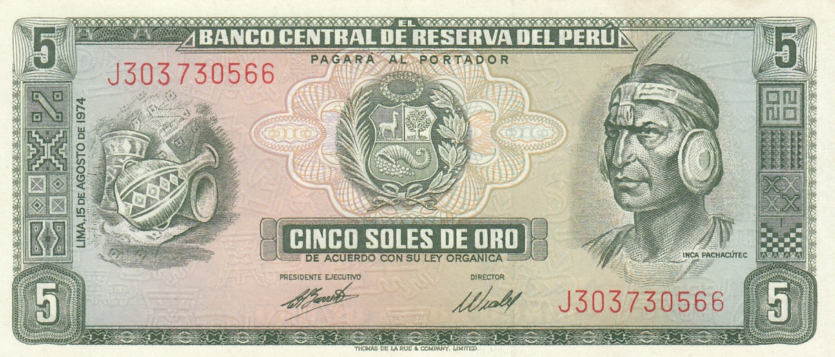 S19-BAN-0045 Peru 5 Soles 1974  P99C UNC