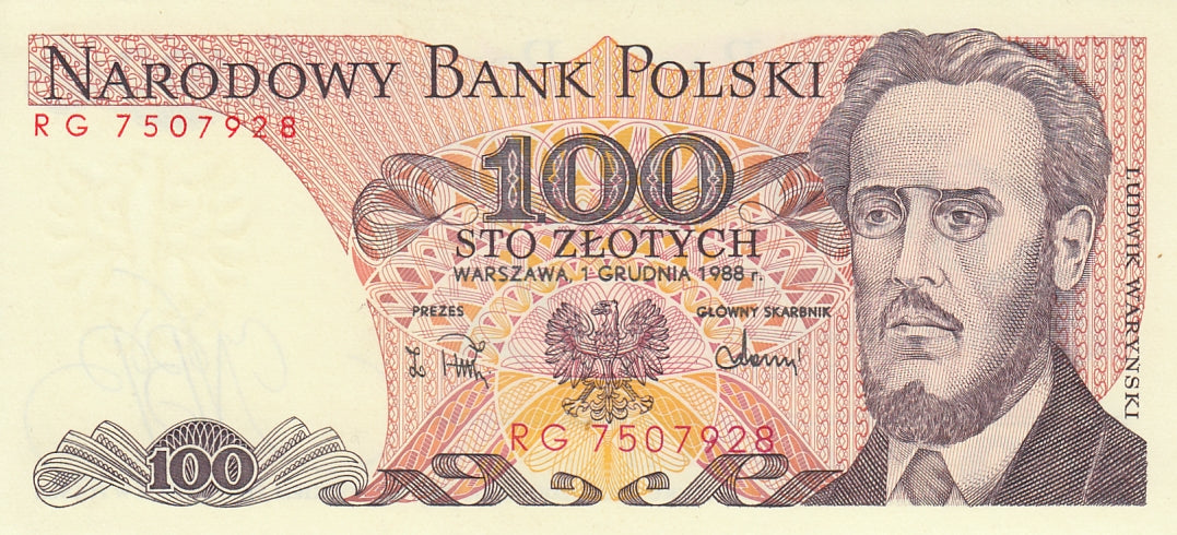 S19-BAN-0062 Poland 100 Zlotych 1988  P143 UNC