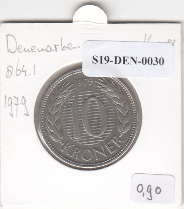 S19-DEN-0030 Denemarken 10 kroner 1979  KM# 864 XF