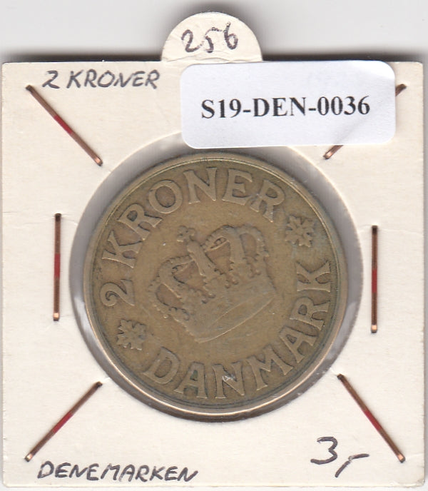 S19-DEN-0036 Denemarken 2 kroner 1925  KM# 825 VF