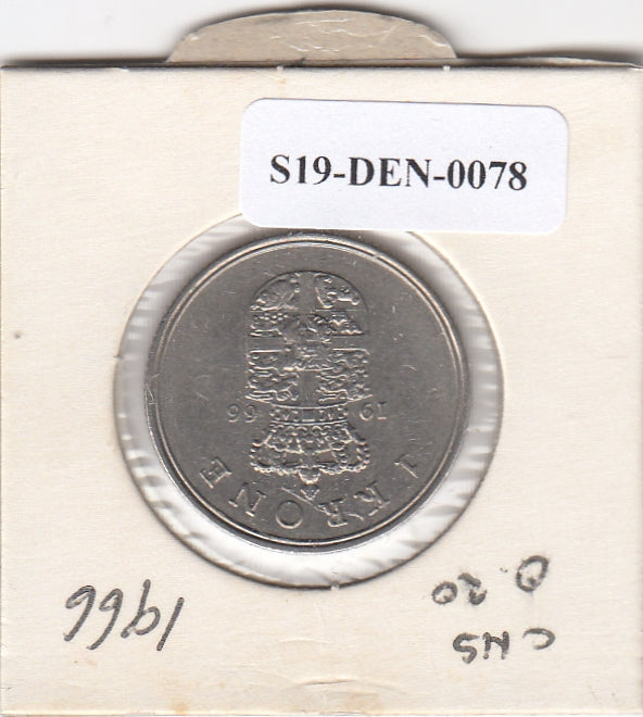 S19-DEN-0078 Denemarken 1 krone 1966  KM# 851 VF
