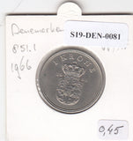 S19-DEN-0081 Denemarken 1 krone 1966  KM# 851 XF