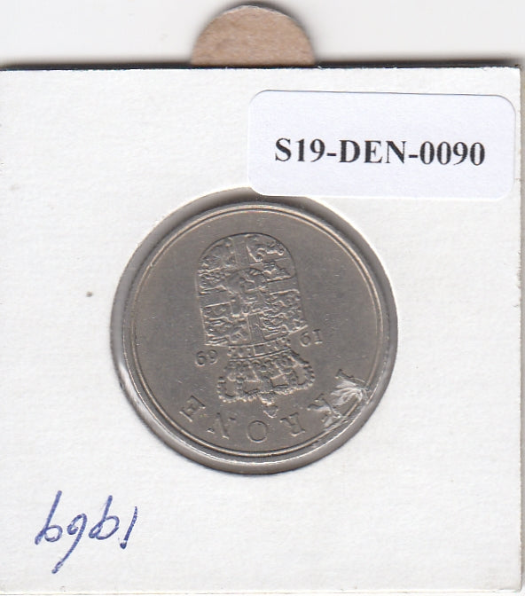 S19-DEN-0090 Denemarken 1 krone 1969  KM# 851 VF