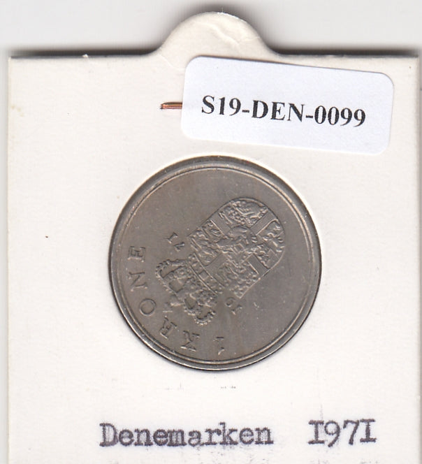 S19-DEN-0099 Denemarken 1 krone 1971  KM# 851 VF