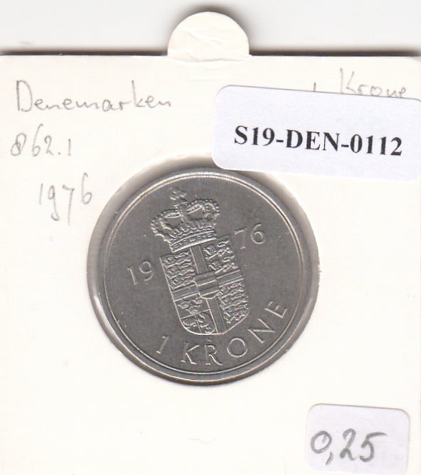 S19-DEN-0112 Denemarken 1 krone 1976  KM# 862 UNC