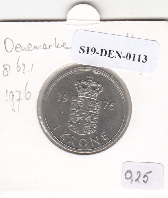 S19-DEN-0113 Denemarken 1 krone 1976  KM# 862 UNC