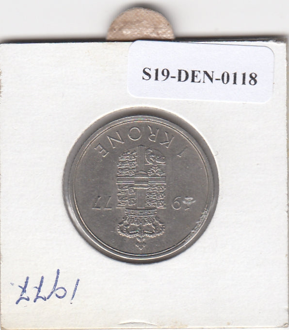 S19-DEN-0118 Denemarken 1 krone 1977  KM# 862 UNC