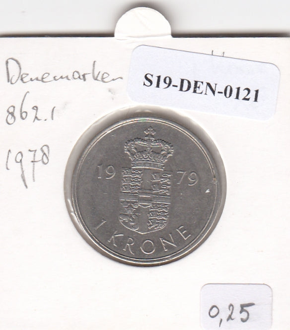 S19-DEN-0121 Denemarken 1 krone 1979  KM# 862 XF