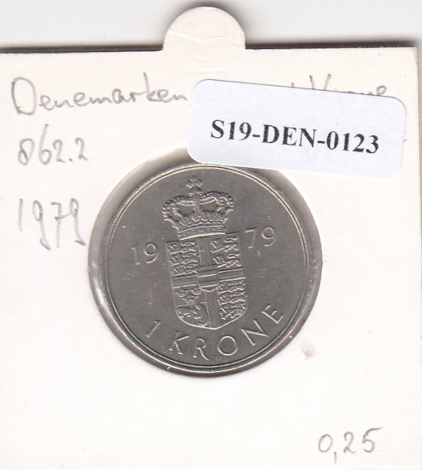S19-DEN-0123 Denemarken 1 krone 1979  KM# 862 XF