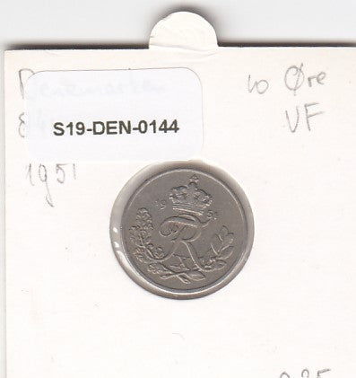 S19-DEN-0144 Denmark 10 ore 1951  KM# 841 VF