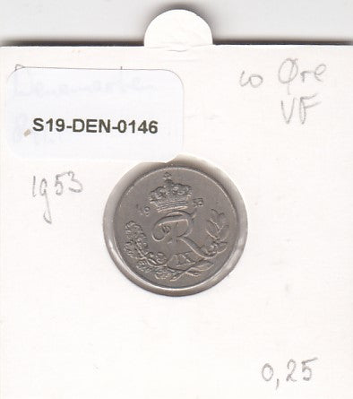 S19-DEN-0146 Denmark 10 ore 1953  KM# 841 VF