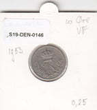 S19-DEN-0146 Denmark 10 ore 1953  KM# 841 VF