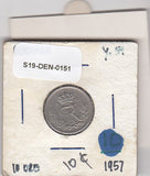 S19-DEN-0151 Denemarken 10 øre 1957 KM# 841 ZV