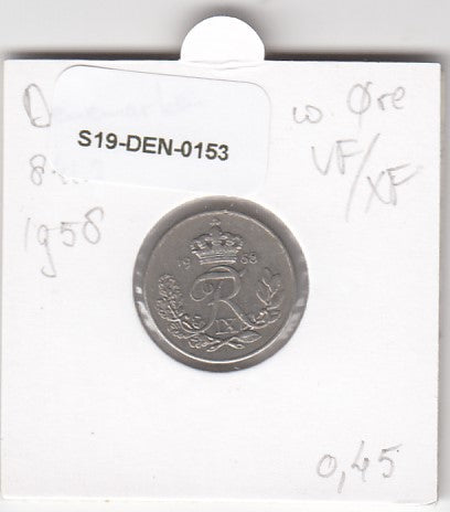 S19-DEN-0153 Denemarken 10 ore 1958 KM# 841 ZF