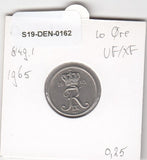 S19-DEN-0162 Denmark 10 ore 1965  KM# 849 VF/XF