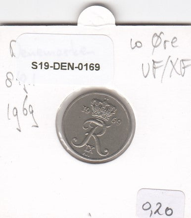 S19-DEN-0169 Denmark 10 ore 1969  KM# 849 VF/XF