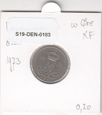 S19-DEN-0183 Denemarken 10 øre 1973 KM# 860 ZFR/PR