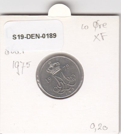 S19-DEN-0189 Denmark 10 ore 1975  KM# 860 VF/XF