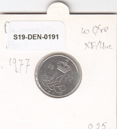 S19-DEN-0191 Denmark 10 ore 1977  KM# 860 XF/UNC