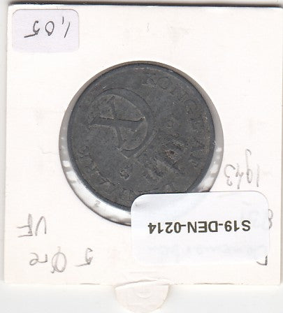 S19-DEN-0214 Denemarken 5 ore 1943  KM# 834a VF