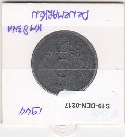 S19-DEN-0217 Denemarken 5 ore 1944  KM# 834a VF