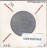 S19-DEN-0221 Denemarken 5 ore 1955  KM# 843 VF