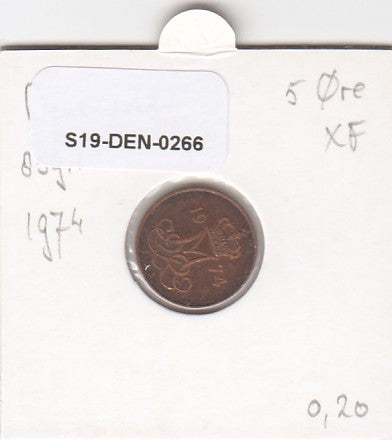 S19-DEN-0266 Denemarken 5 ore 1974  KM# 859 XF